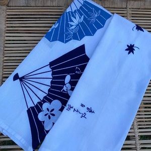Set of Two Japanese Dish Towels with Fans